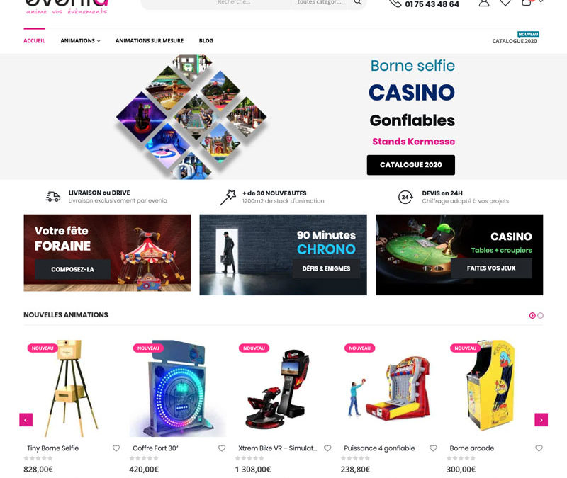 Identité visuelle, site web vente en ligne, catalogue – Evenia